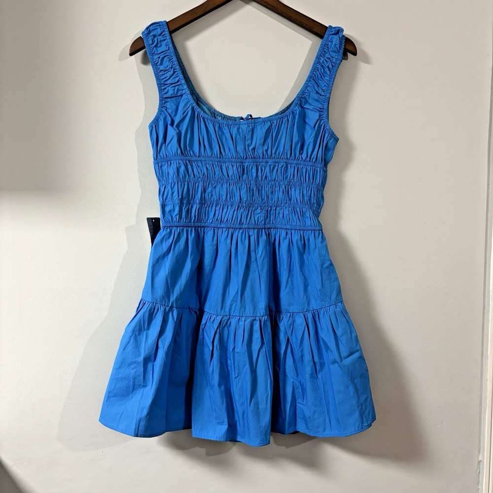 NIA Nordstrom Mini Dress Salt Cotton Mini Sundress Blue Women's Size Medium - Picture 3 of 10